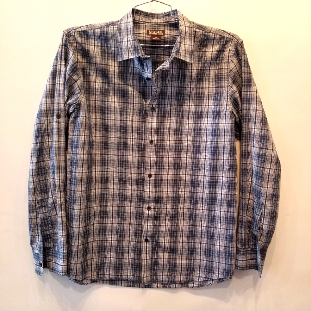 Michael Kors Mens Blue Cotton Button‎ Dress Shirt XL